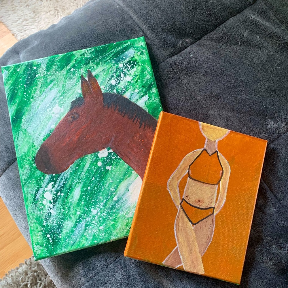 Pick one or both!! Super cute acrylic painted canvases